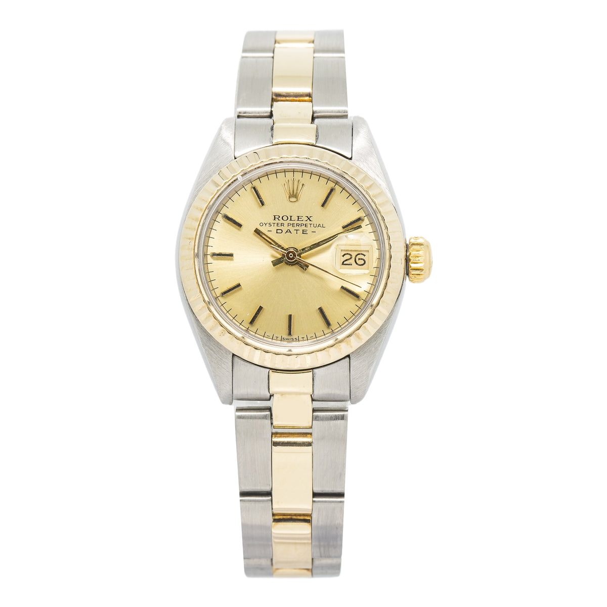 Rolex Date 6917 18K YG Two Tone Champagne Dial 1980 Auto Ladies Watch 25mm