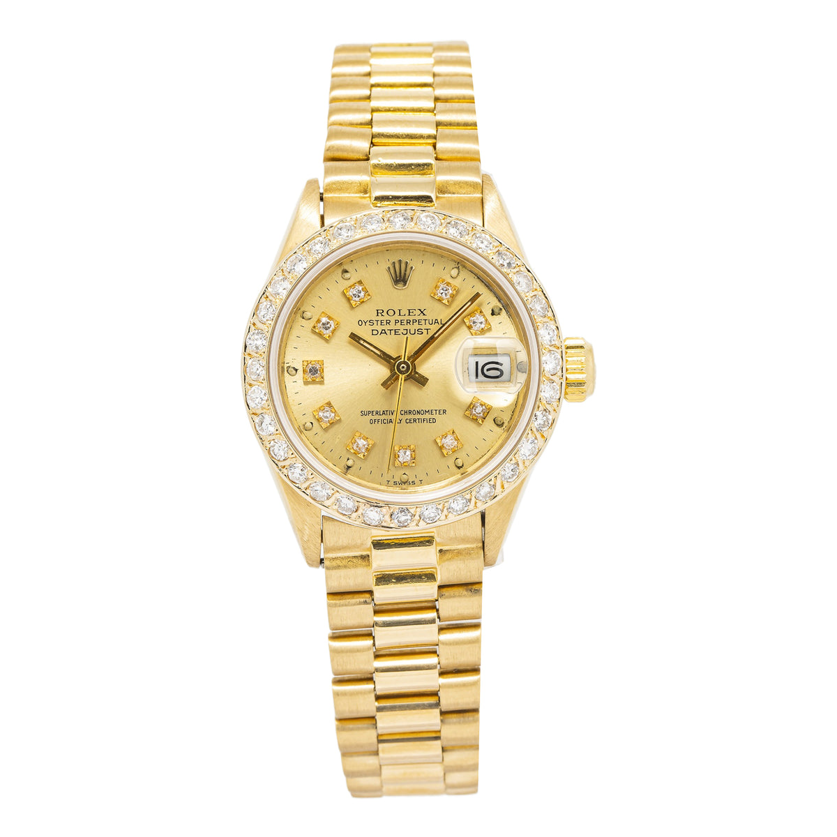 Rolex DateJust 6917 President Diamond Bezel 18K YG Champagne Dial Auto 25mm