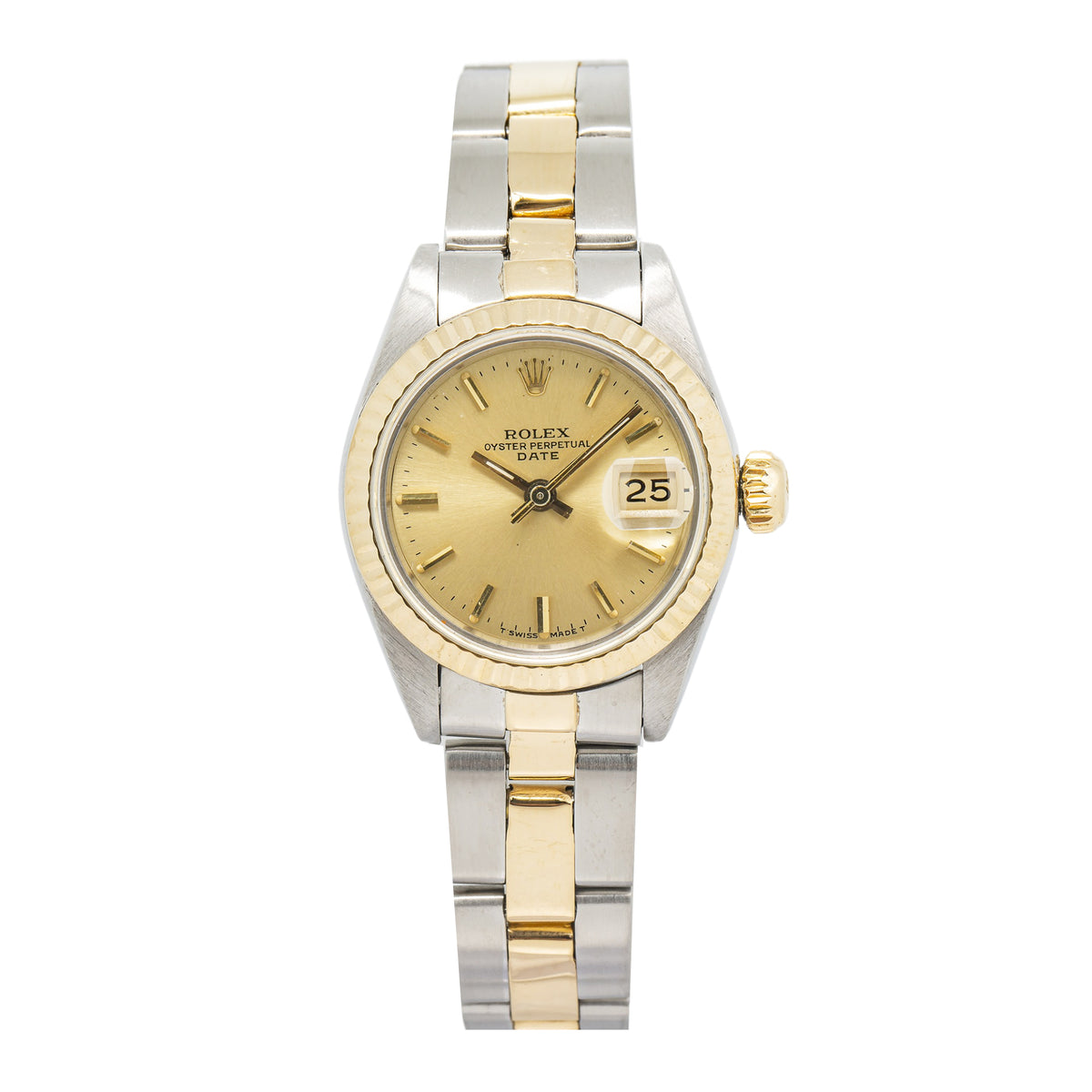 Rolex Datejust 69173 Oyster 18K YG Two Tone Champagne Dial Ladies Watch 26mm