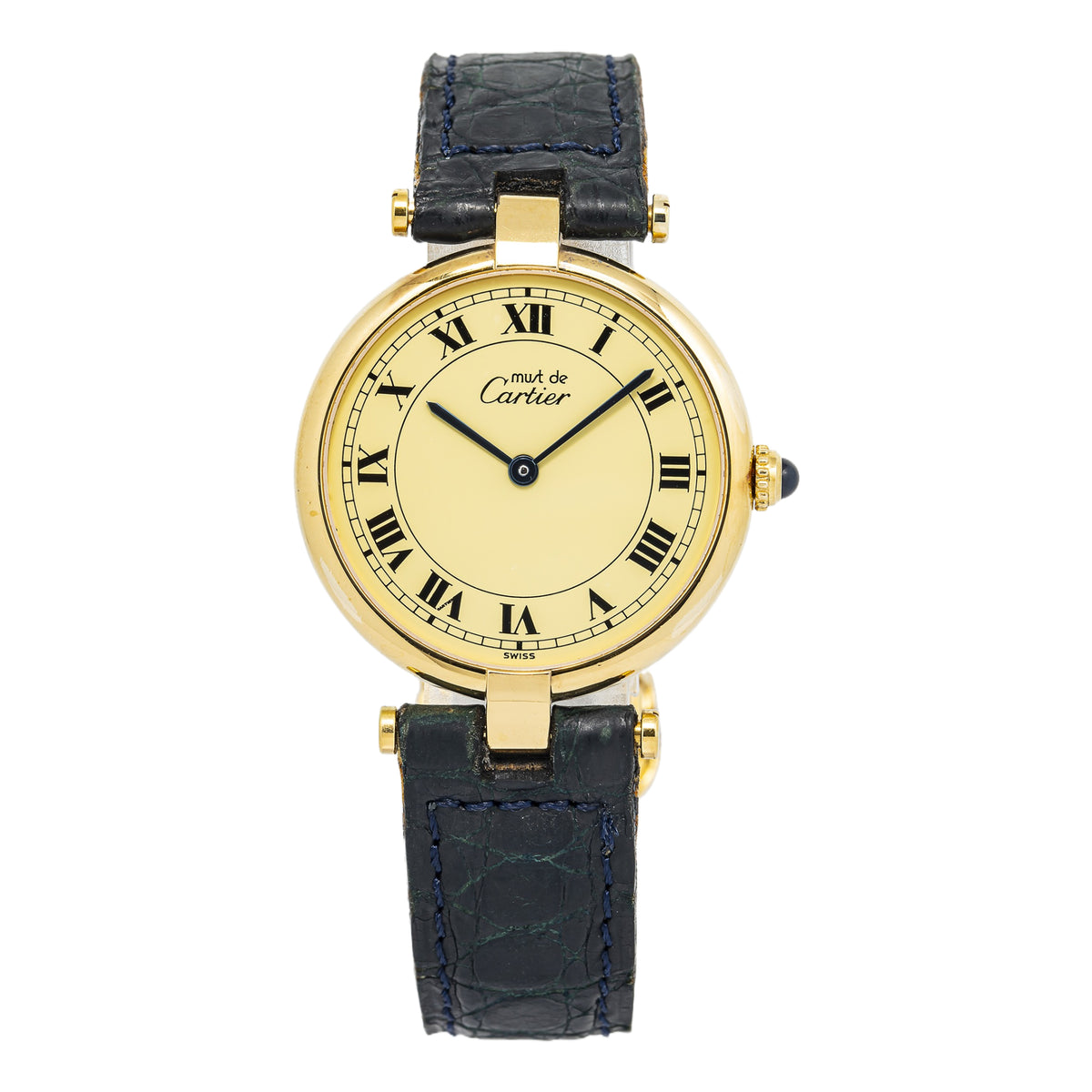 Cartier Must De vermeil 590003 925 Electro Plated Cream Dial Ladies Wathch 30mm