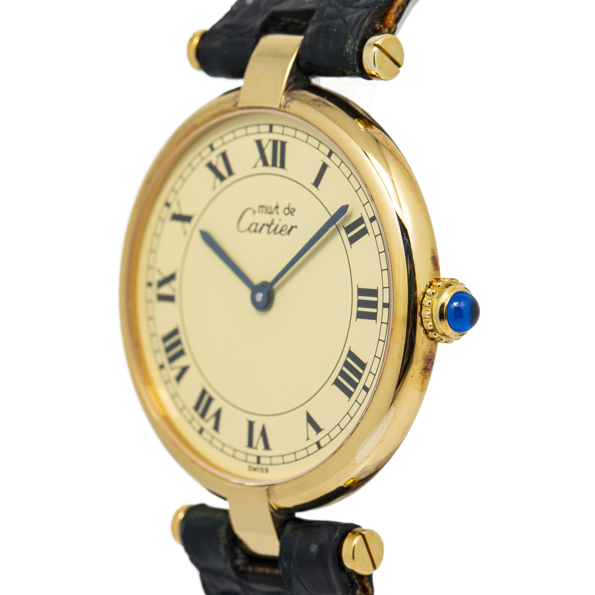 Cartier Must De vermeil 590003 925 Electro Plated Cream Dial Ladies Wathch 30mm