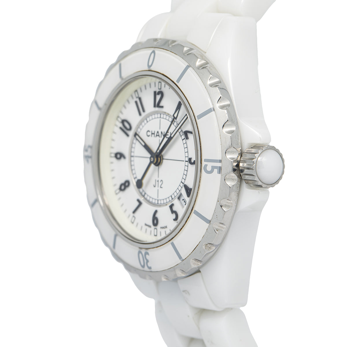 Chanel J12 H0968 Box/Paper Quartz Ceramic White Dial ladies Watch 34mm