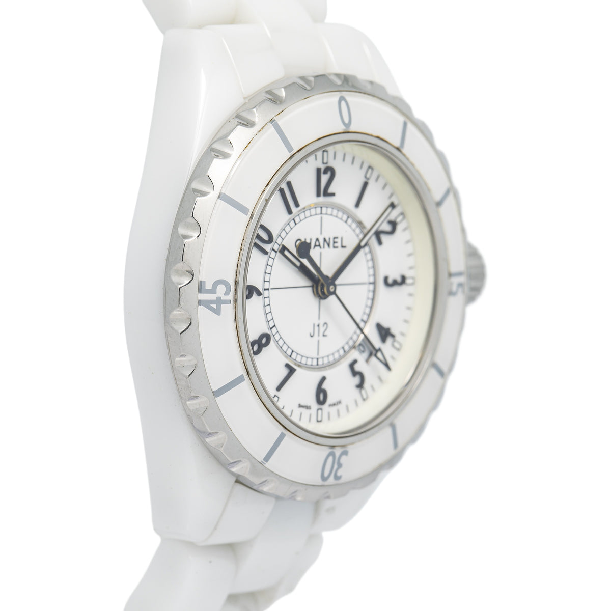 Chanel J12 H0968 Box/Paper Quartz Ceramic White Dial ladies Watch 34mm