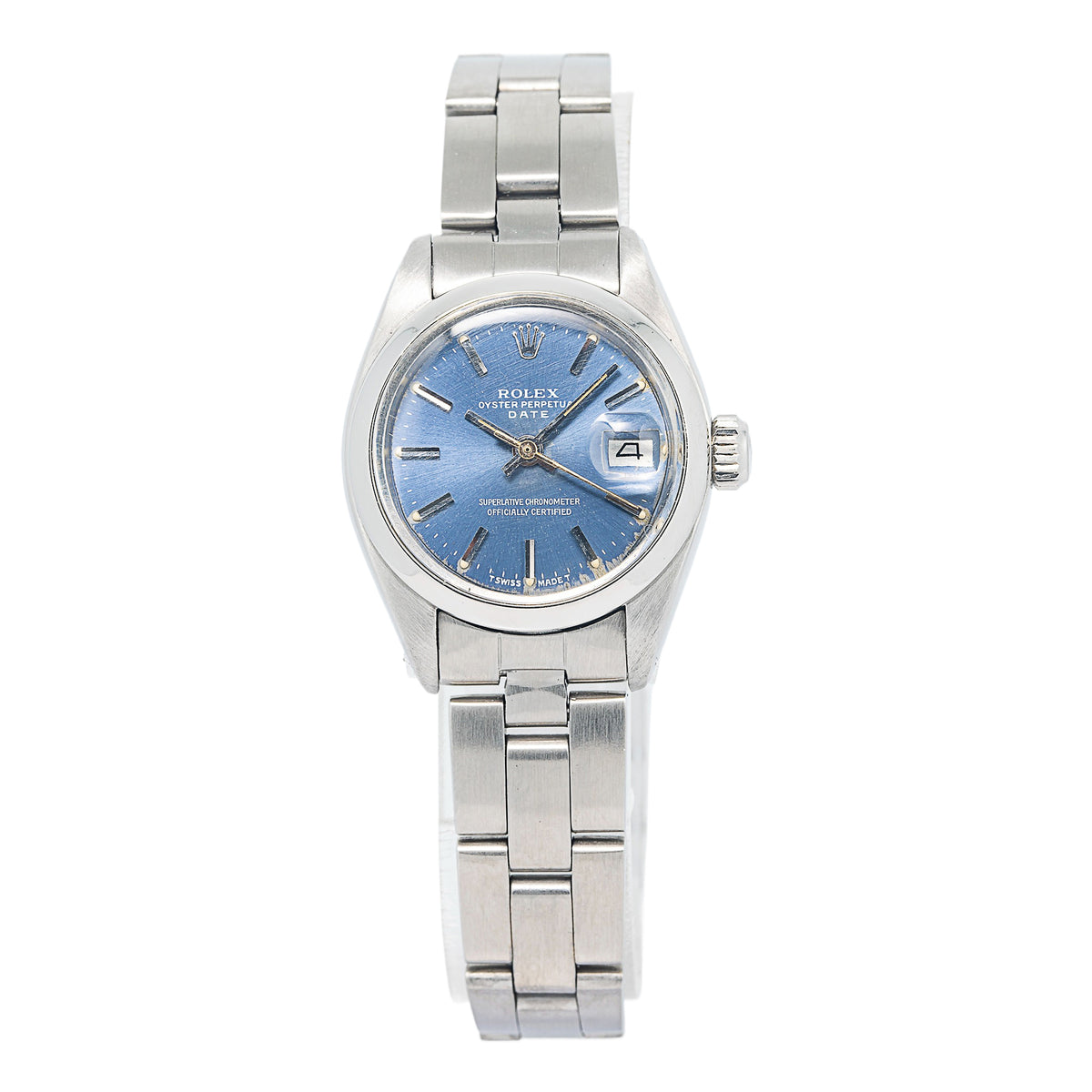 Rolex Date 6916 Stainless Steel Oyster Automatic Blue Dial Ladies Watch 25mm