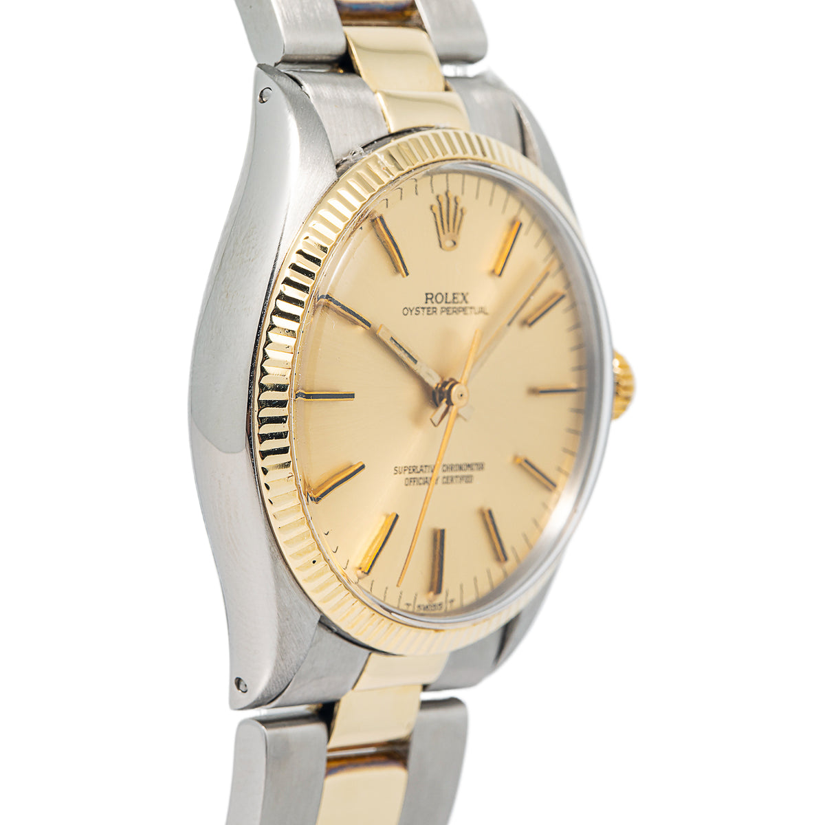 Rolex Oyster Perpetual 1005 18k YG Two Tone Champagne Dial Auto Unisex 34mm