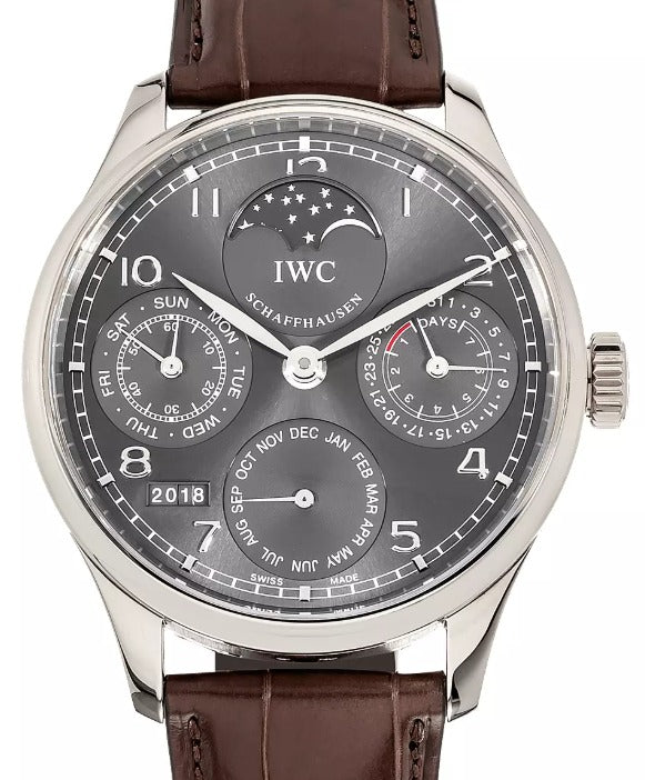 IWC Portugieser IW502218 Complete 18k White Gold Grey Dial Men's Watch 42mm