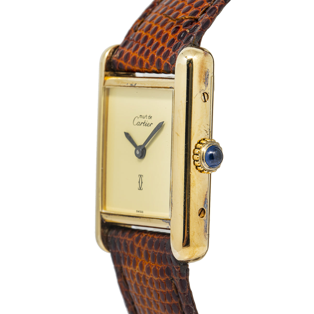 Cartier Tank Vintage 925 Gold Plated Manual Winding Ladies Watch 21X28mm