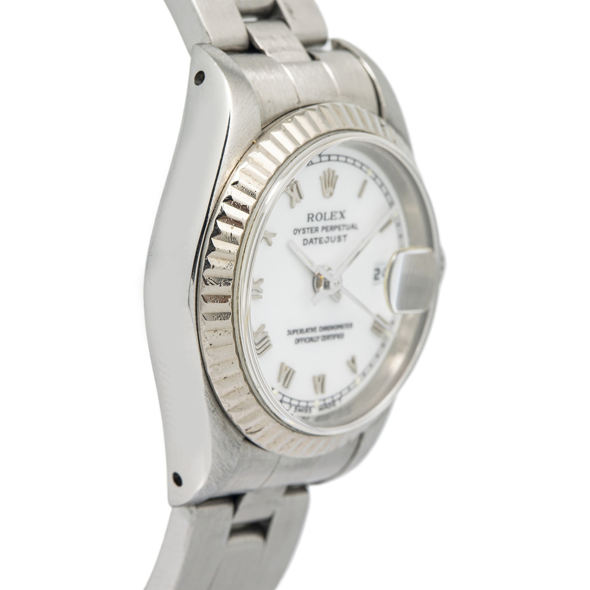 Rolex DateJust 69174 SS Fluted Oyster White Dial Automatic Ladies Watch 26mm