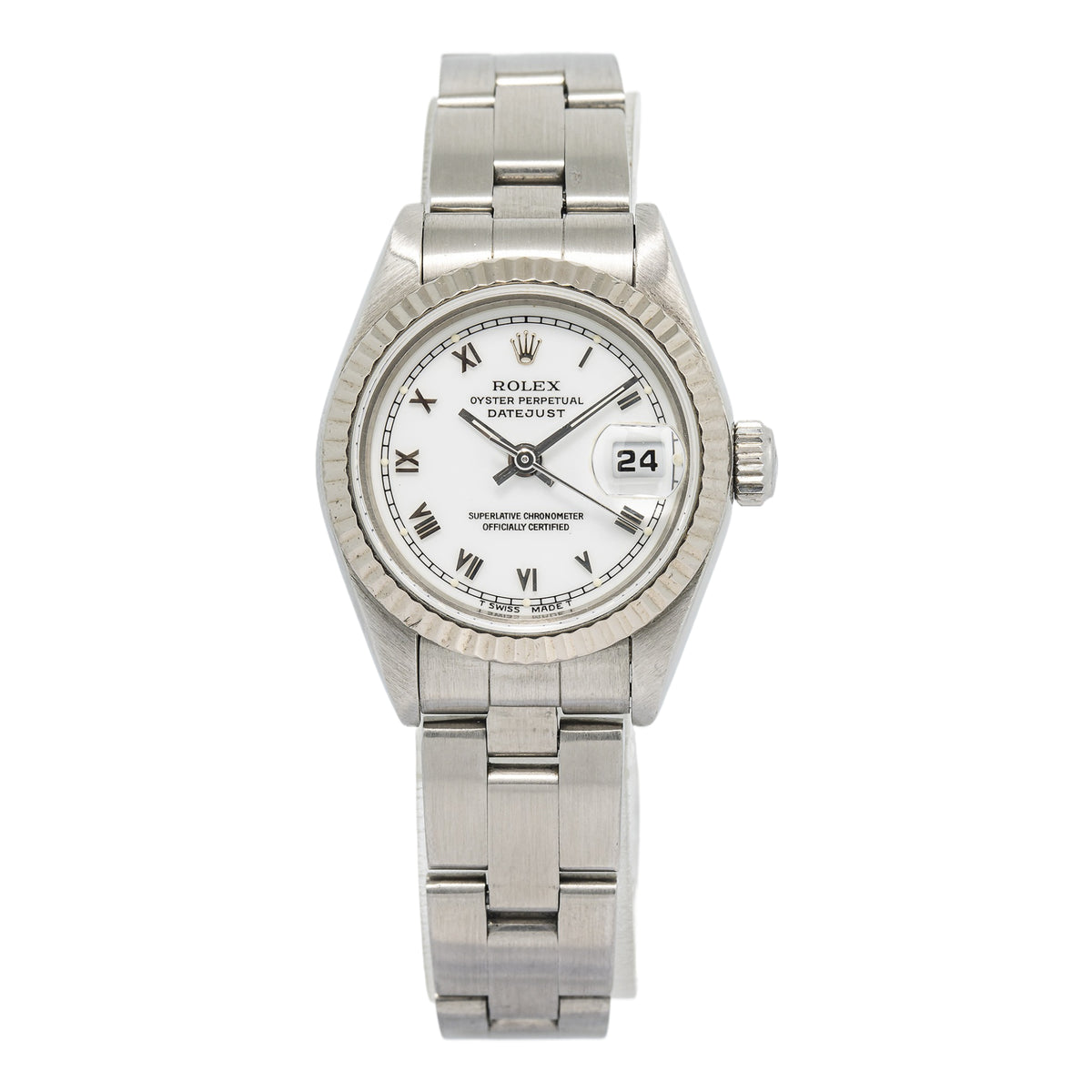 Rolex DateJust 69174 SS Fluted Oyster White Dial Automatic Ladies Watch 26mm