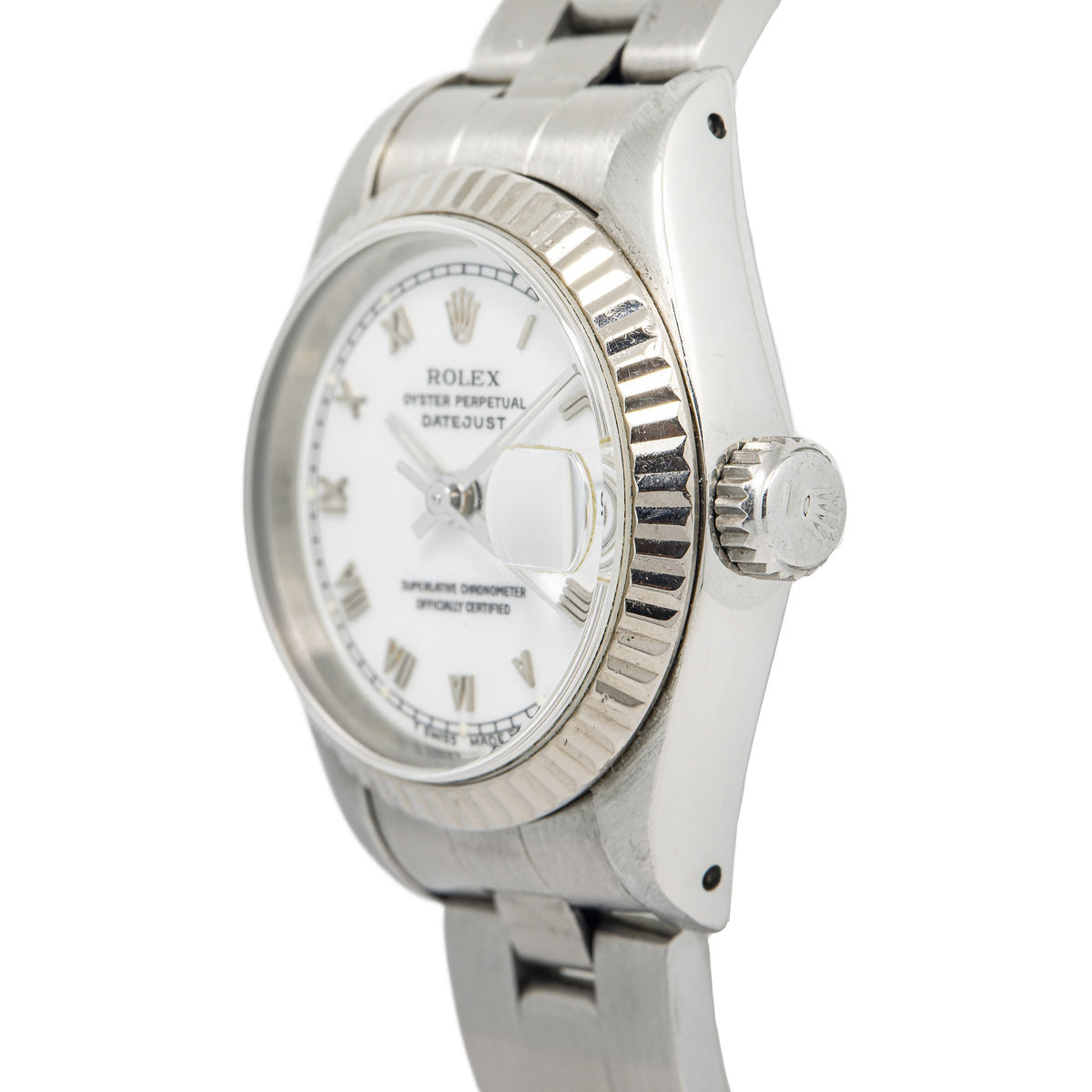 Rolex DateJust 69174 SS Fluted Oyster White Dial Automatic Ladies Watch 26mm