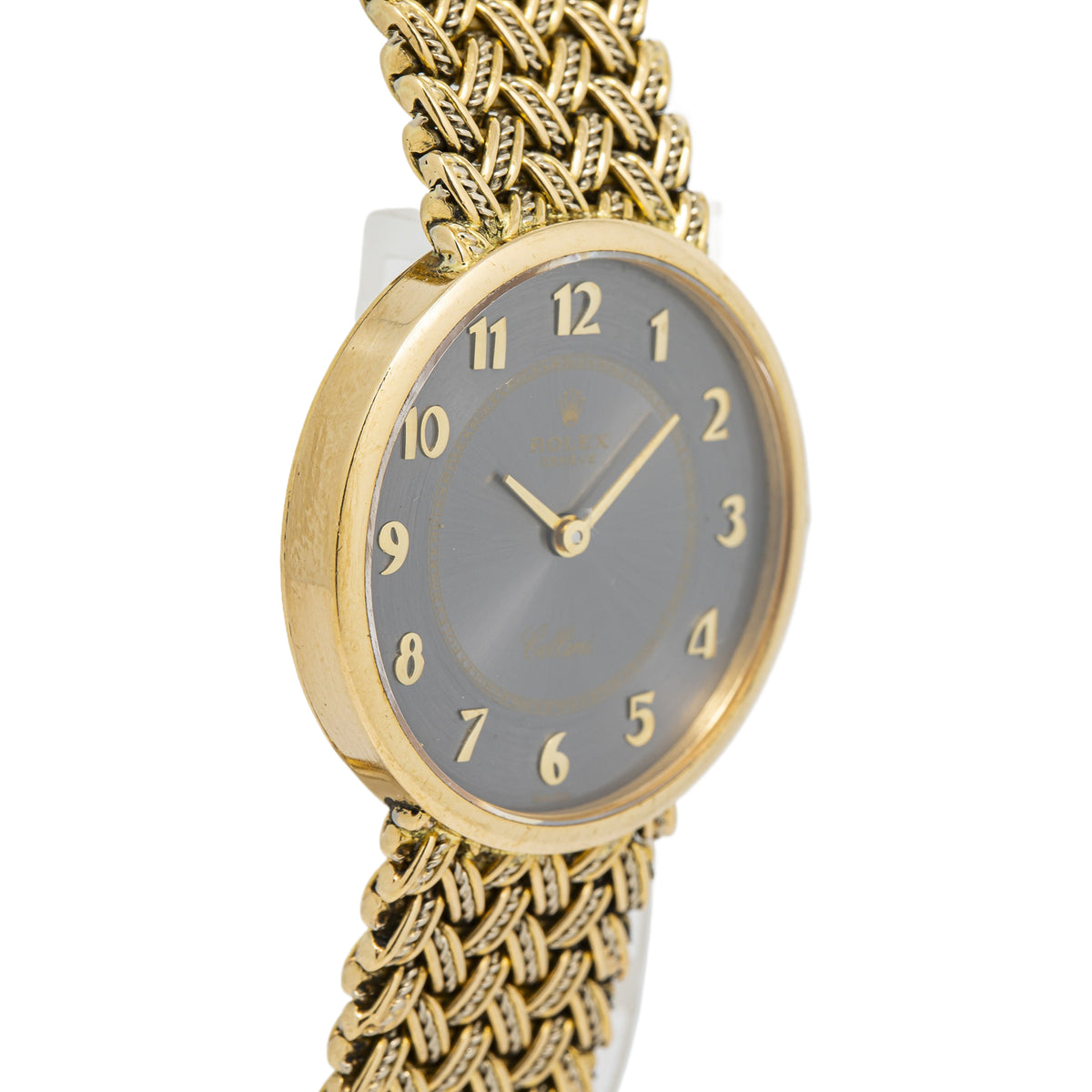 Rolex Cellini Geneve 4378 18K Yellow Gold Slate Dial Manual Winding Watch 26mm