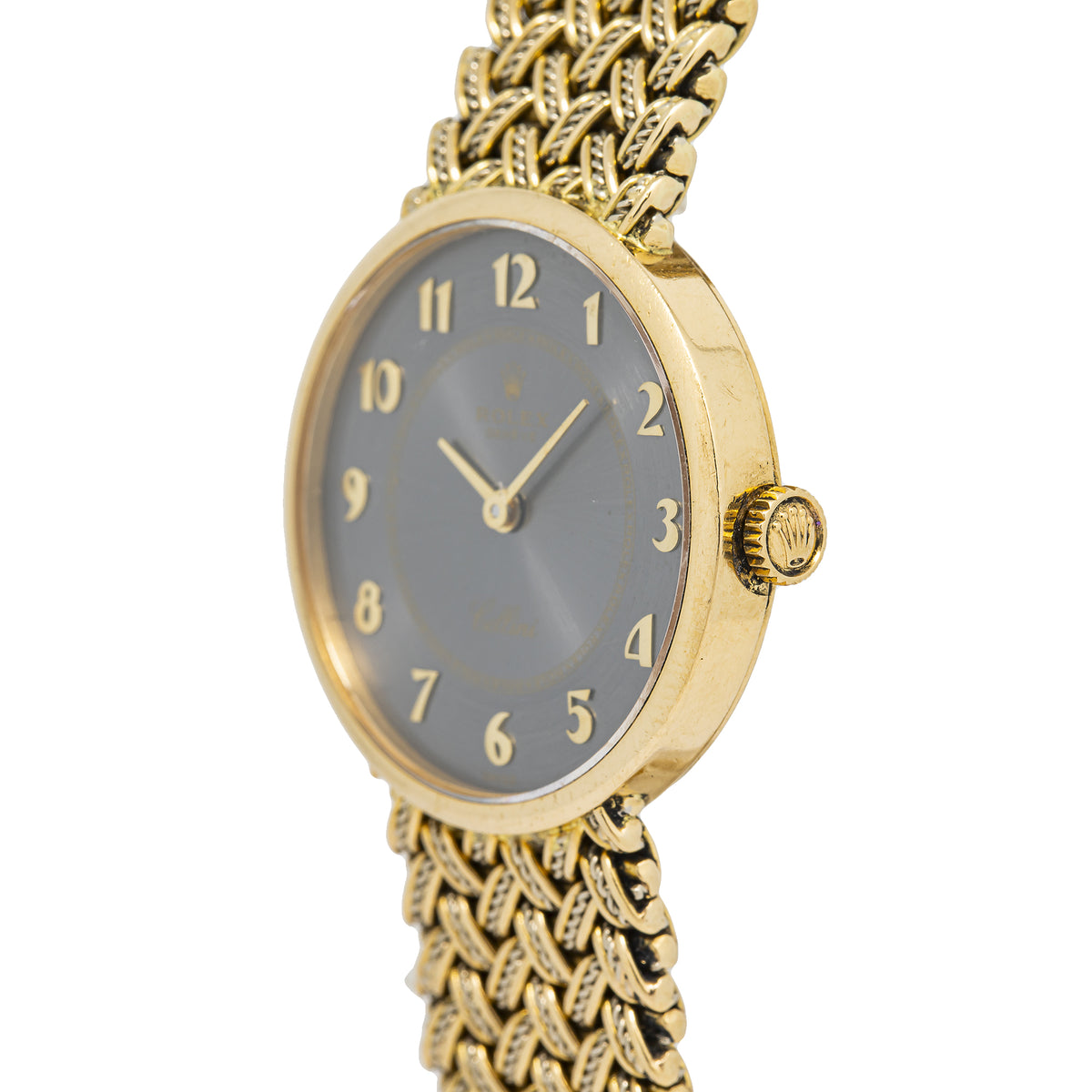 Rolex Cellini Geneve 4378 18K Yellow Gold Slate Dial Manual Winding Watch 26mm