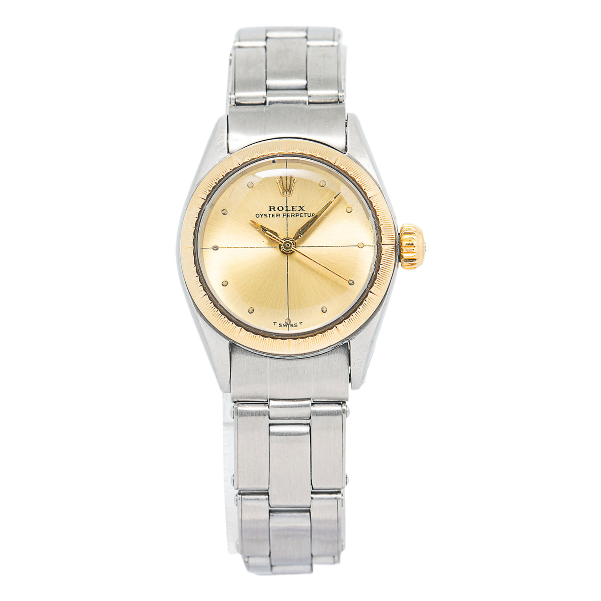 Rolex Oyster Perpetual 6621 SS Champagne Dial Auto Ladies Watch 24mm