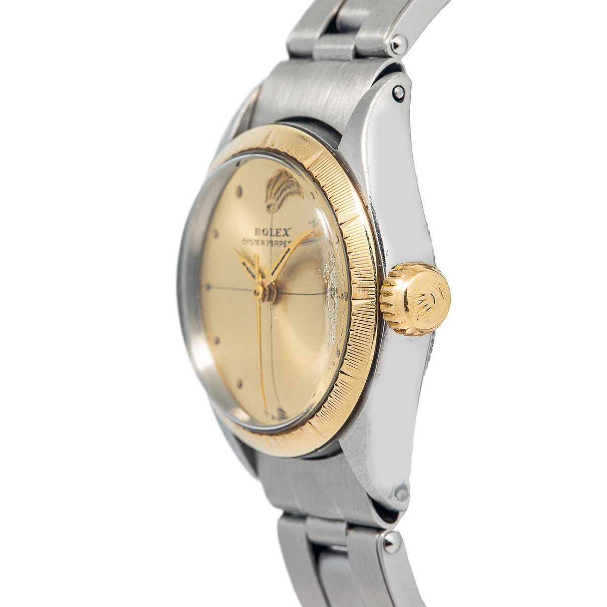 Rolex Oyster Perpetual 6621 SS Champagne Dial Auto Ladies Watch 24mm