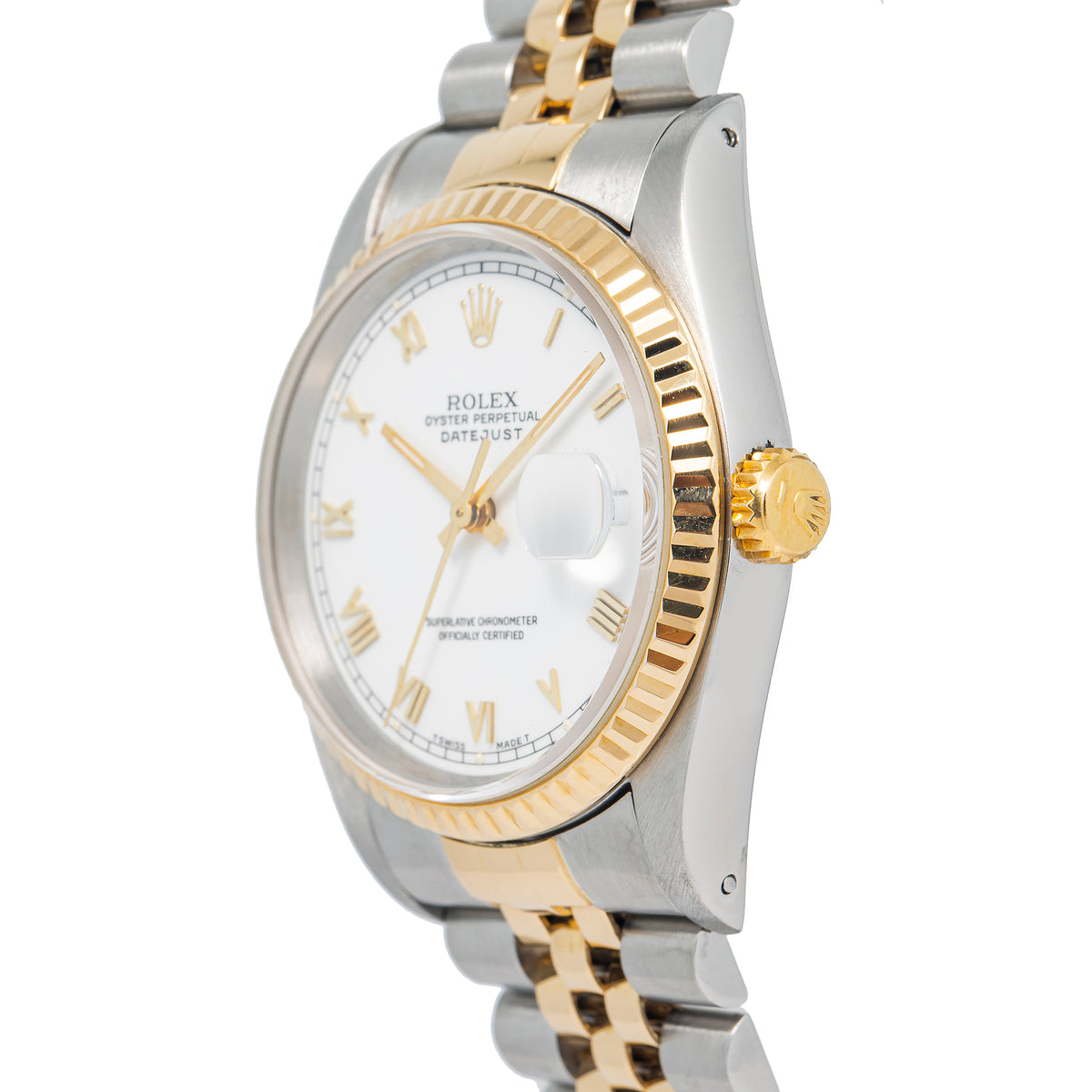 Rolex DateJust 16233 18K YG Two Tone Jubilee White Dial Auto Men's Watch 36mm
