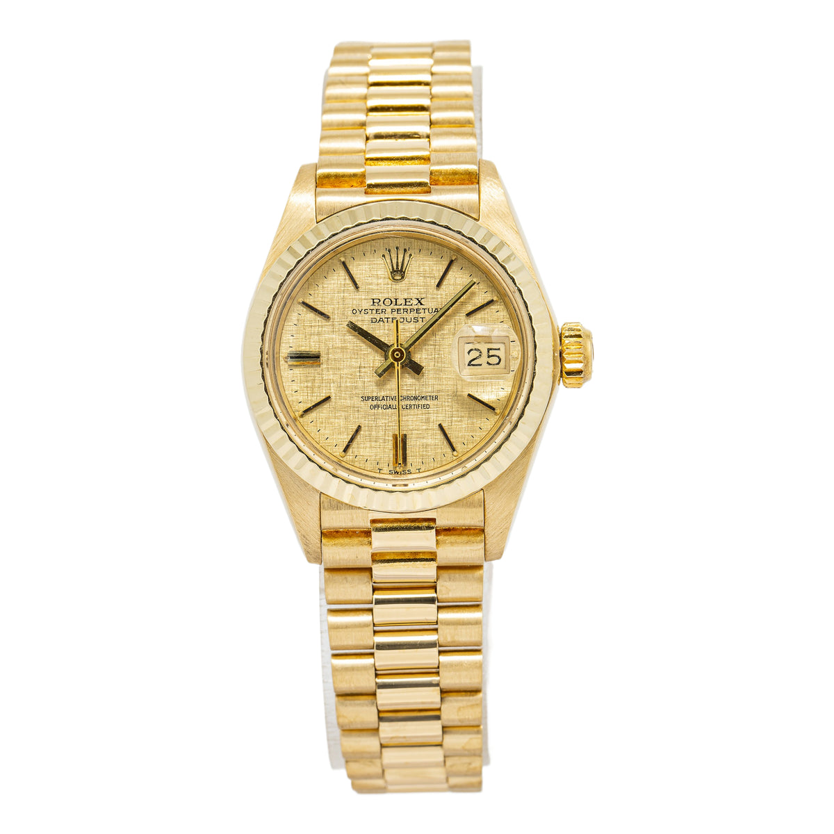 Rolex DateJust 6917 18K Yellow Gold President Champagne Dial Ladies Watch 26mm