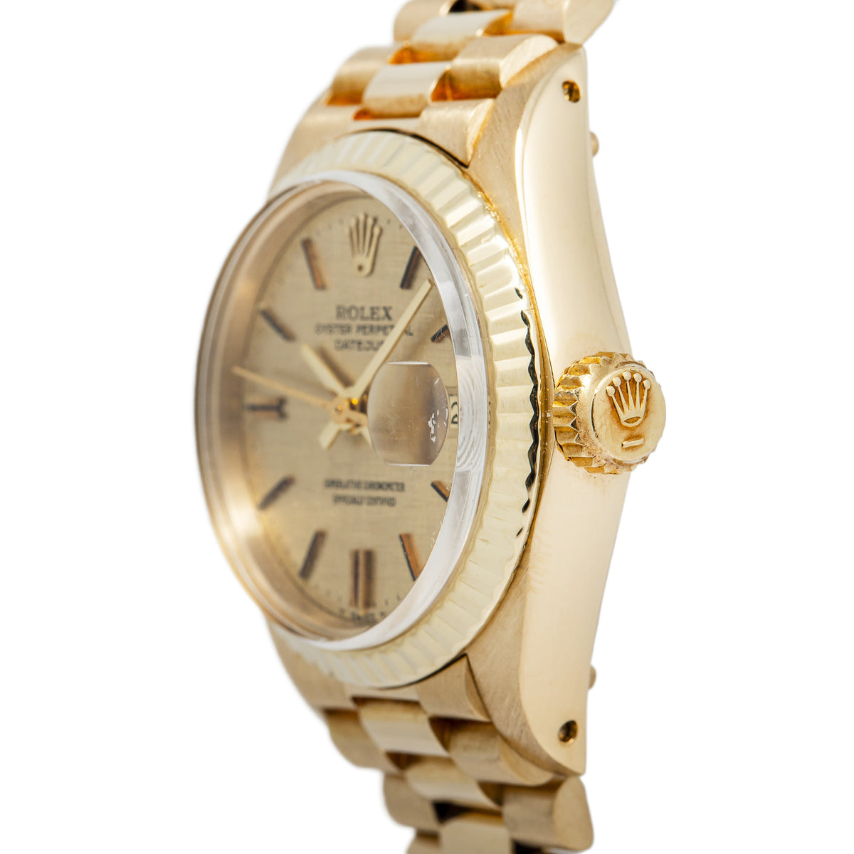 Rolex DateJust 6917 18K Yellow Gold President Champagne Dial Ladies Watch 26mm