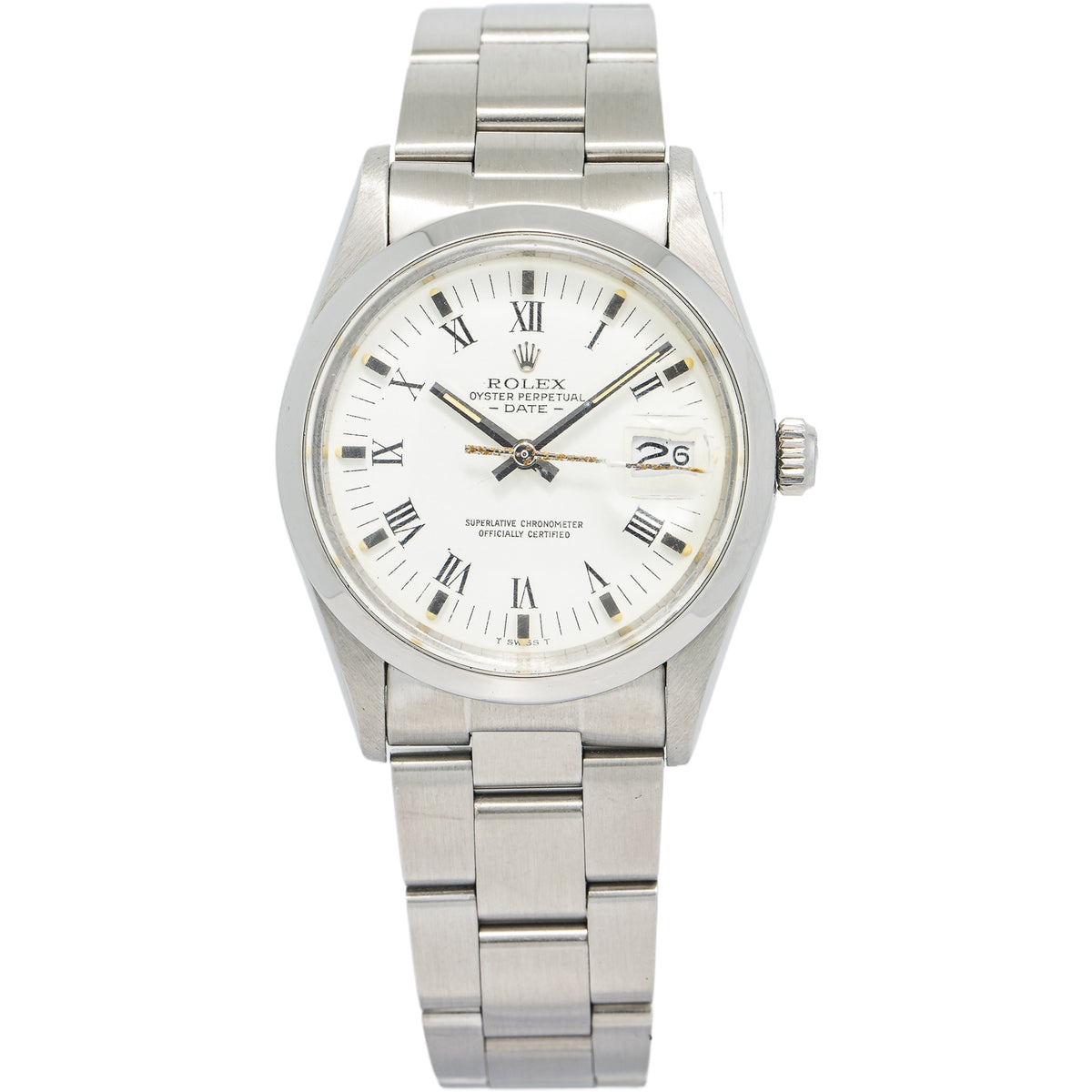 Rolex Date 15000 Oyster Stainless Steel White Dial Automatic Men's Watch 34mm