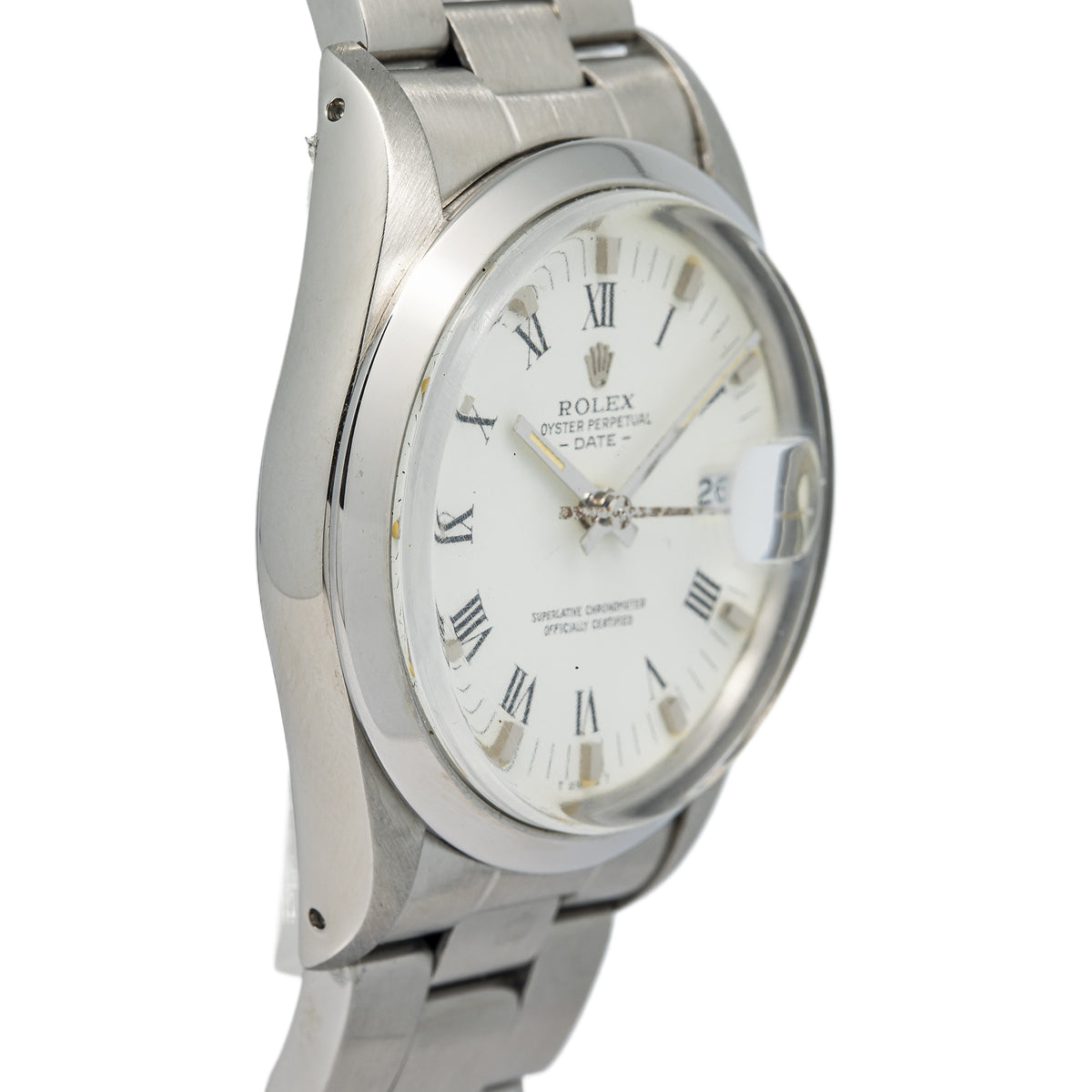 Rolex Date 15000 Oyster Stainless Steel White Dial Automatic Men's Watch 34mm