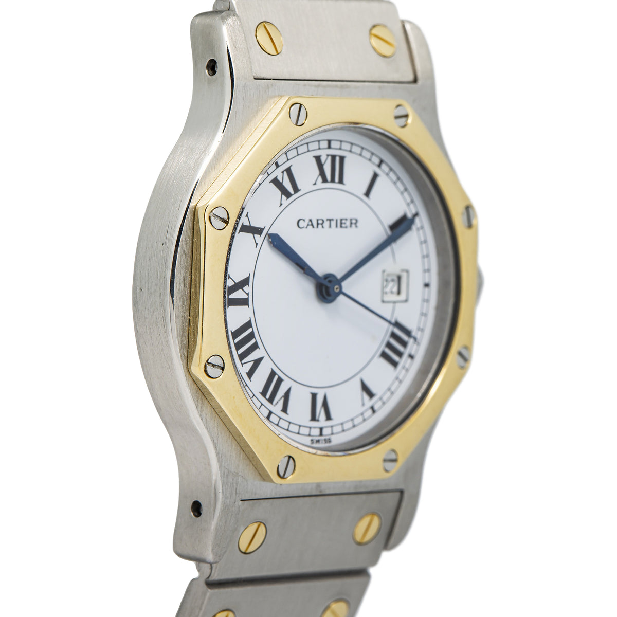 Cartier Santos 45535784 Octagon 18K Two Tone YG White Dial Auto Lady's Watch 29m