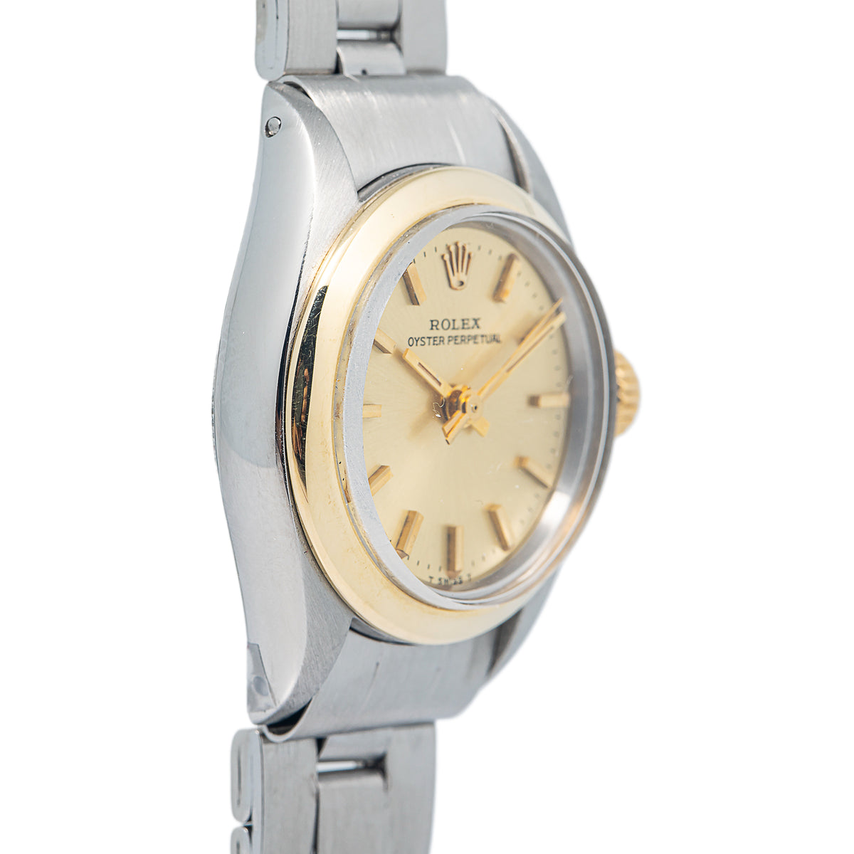 Rolex Oyster Perpetual 3718 Stainless Steel Champagne Dial Auto Lady's Watch 25m