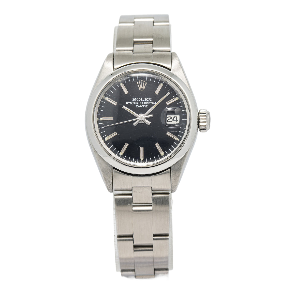 Rolex Date 6916 Oyster Stainless Steel Automatic Black Dial ladies watch 26mm