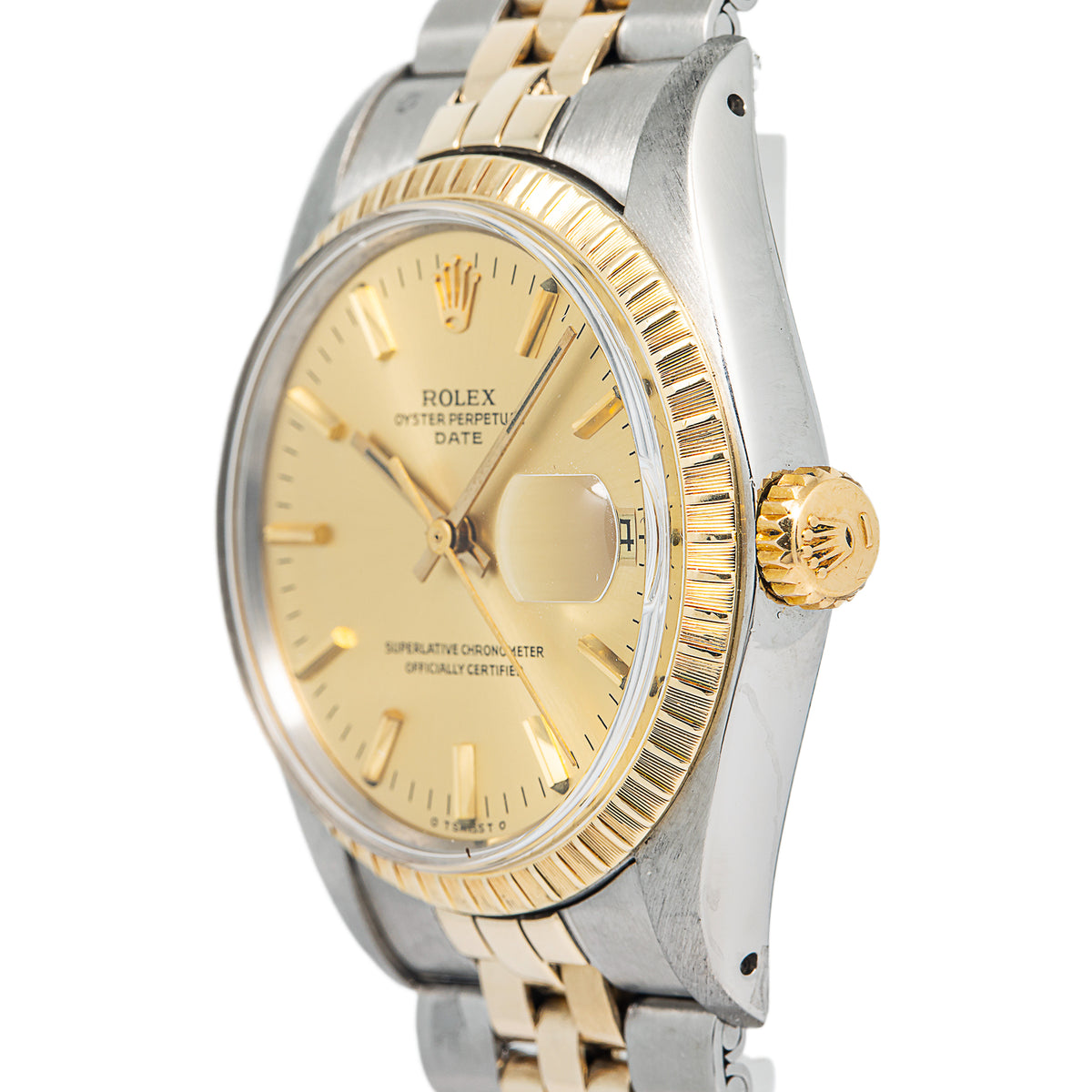 Rolex Date 1505 Jubilee 18k Yellow Gold Two Tone Champagne Dial Man's Watch 34mm