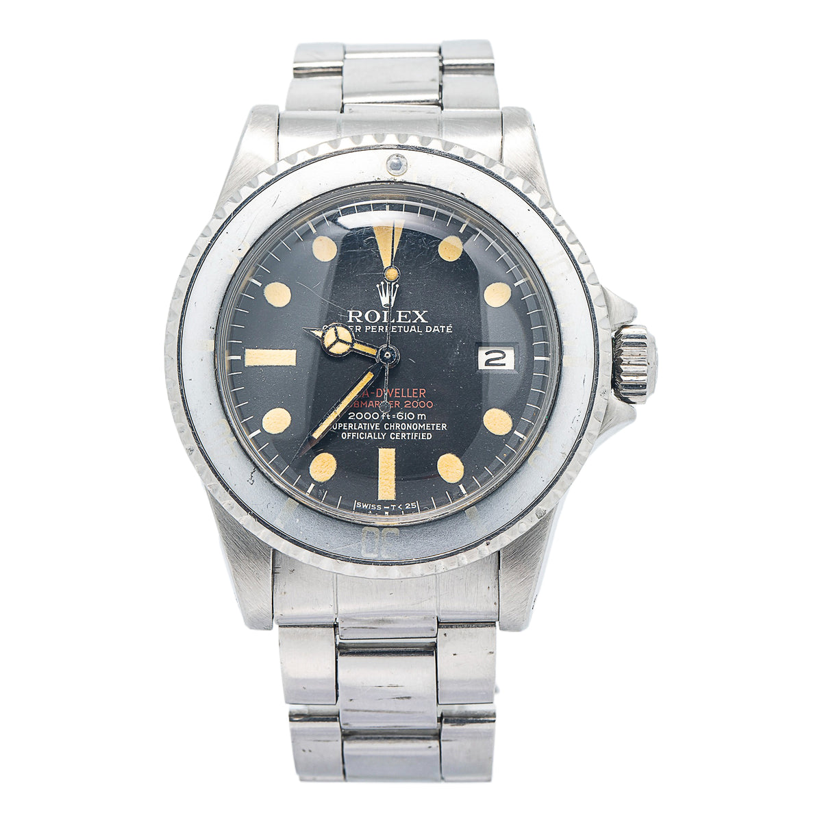 Rolex Double Red Sea-Dweller 1665 SS Vintage Patina Dial Auto Men's Watch 39mm