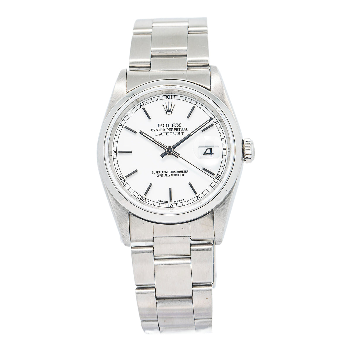 Rolex Oyster Perpetual Date Just 16200 Automatic White Dial Man Watch 34mm