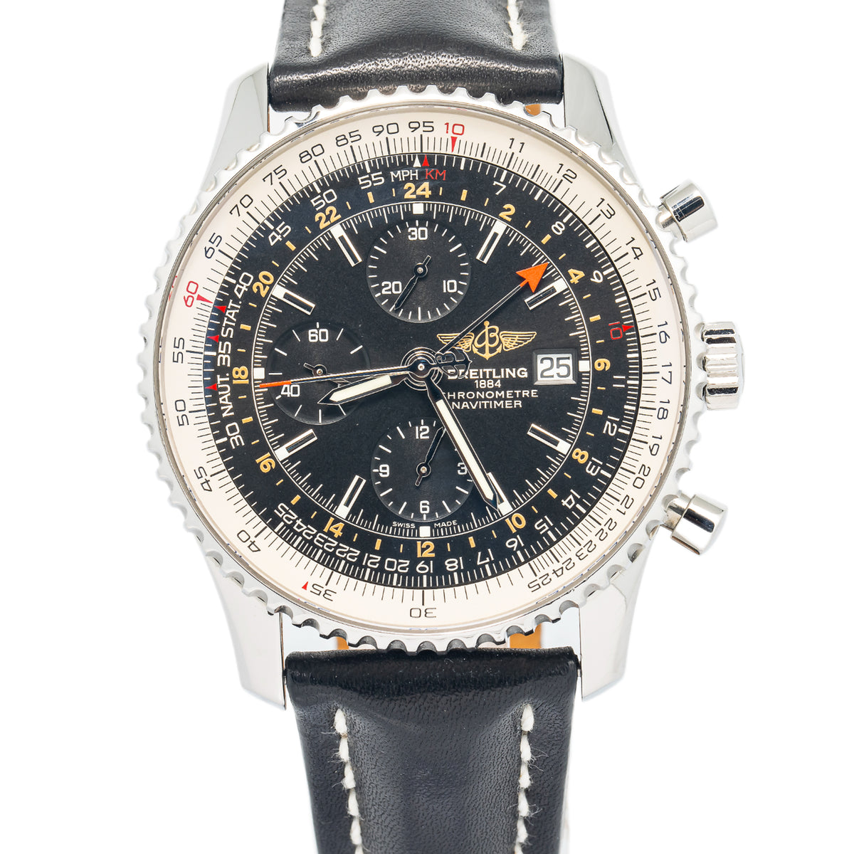 Breitling Navitimer World GMT A2432212 Box&Paper Stainless Black Dial Men's 46mm