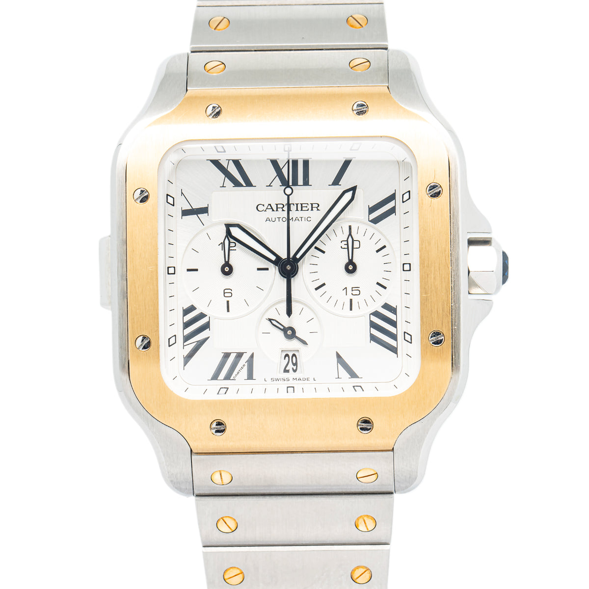 Cartier Santos Chronograph 4183 W2SA0008 NEW 2022 Box/Card 18K YG Two Tone 45mm