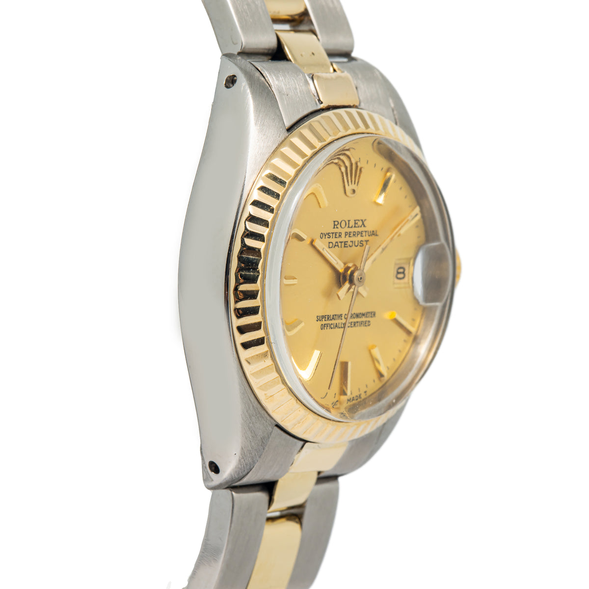 Rolex Date Just 6917 Automatic Fluted 18K YG Two Tone Ladies Watch 26mm