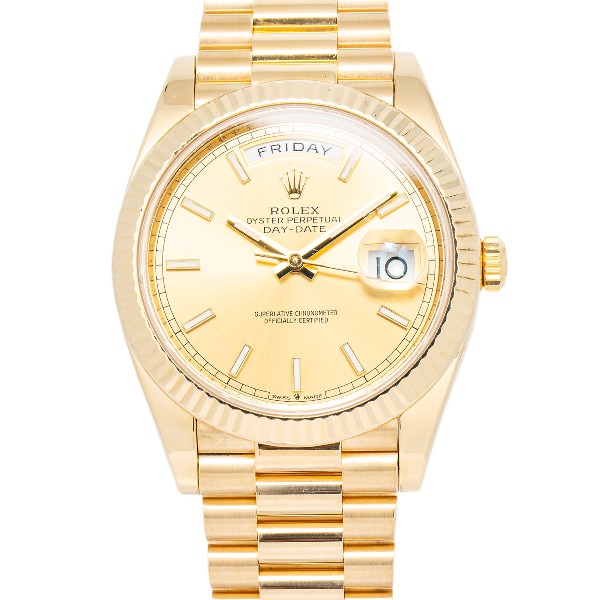 Rolex Day-Date 228238 2021 Complete President 18k YG Champagne Dial Watch 40mm