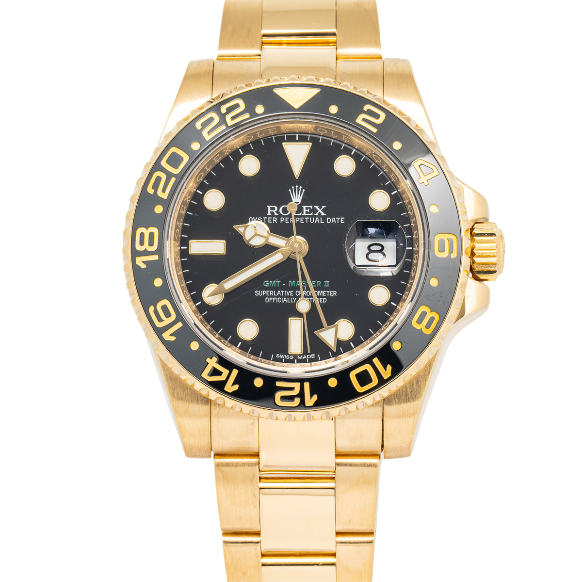 Rolex GMT-Master II 116718 Oyster 18k Yellow Gold Black Dial Auto Men Watch 40mm
