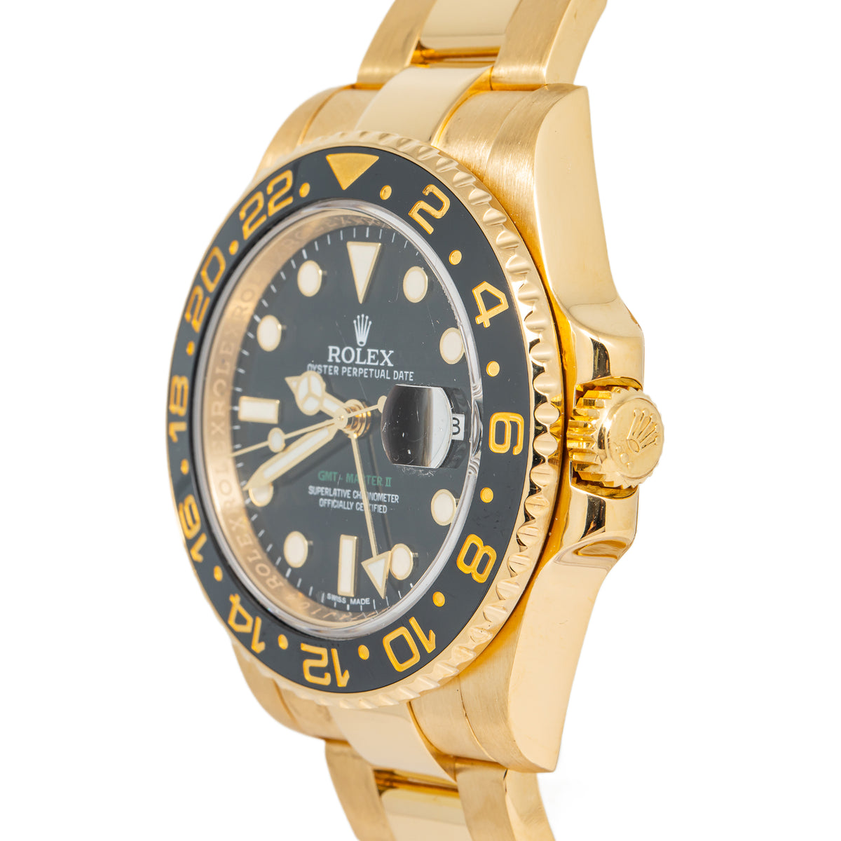 Rolex GMT-Master II 116718 Oyster 18k Yellow Gold Black Dial Auto Men Watch 40mm