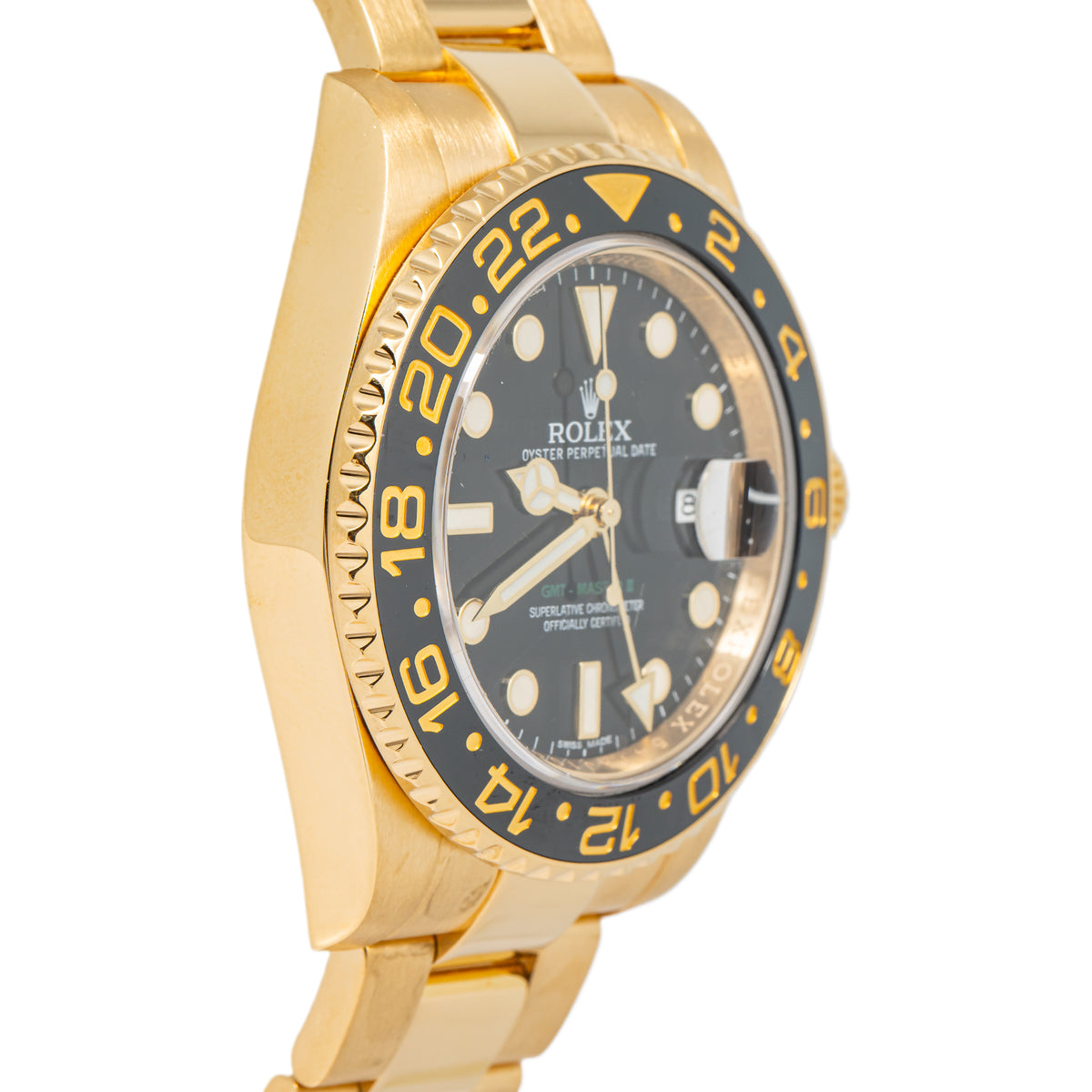 Rolex GMT-Master II 116718 Oyster 18k Yellow Gold Black Dial Auto Men Watch 40mm