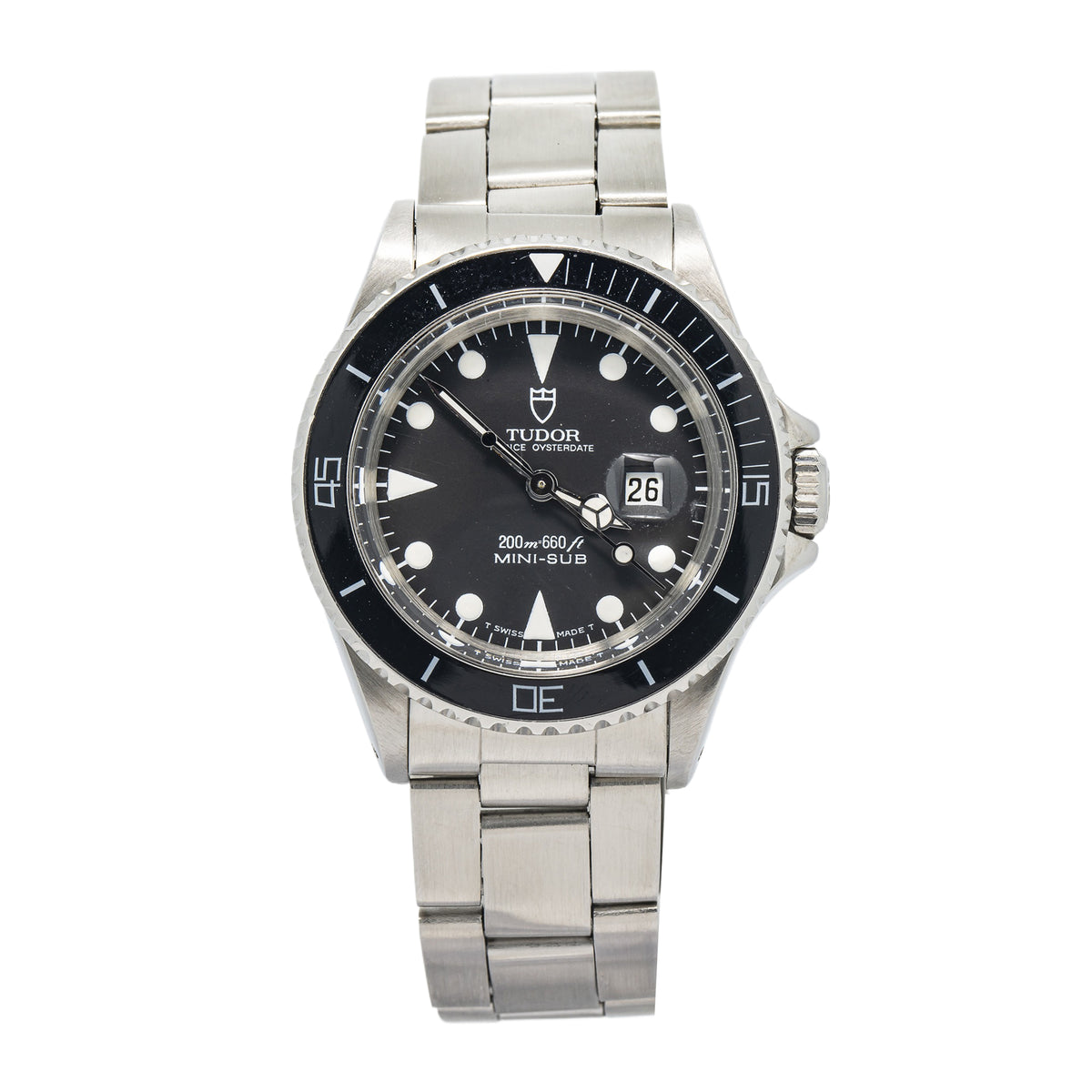 Tudor Prince Oyster Date Mini Sub 73090 SS Automatic Black Dial Watch 33mm