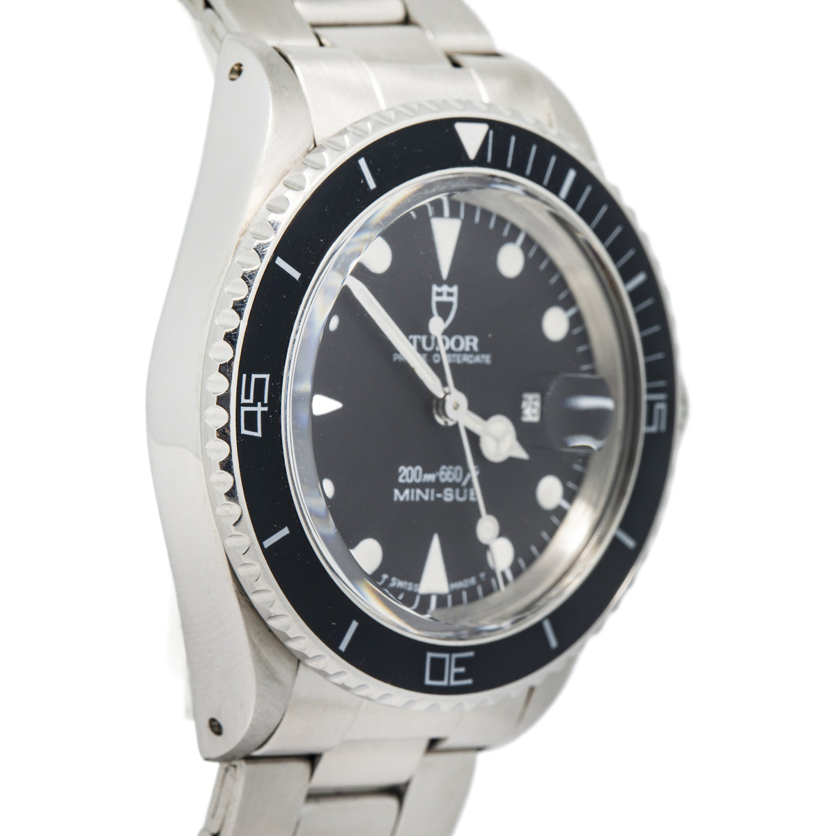 Tudor Prince Oyster Date Mini Sub 73090 SS Automatic Black Dial Watch 33mm