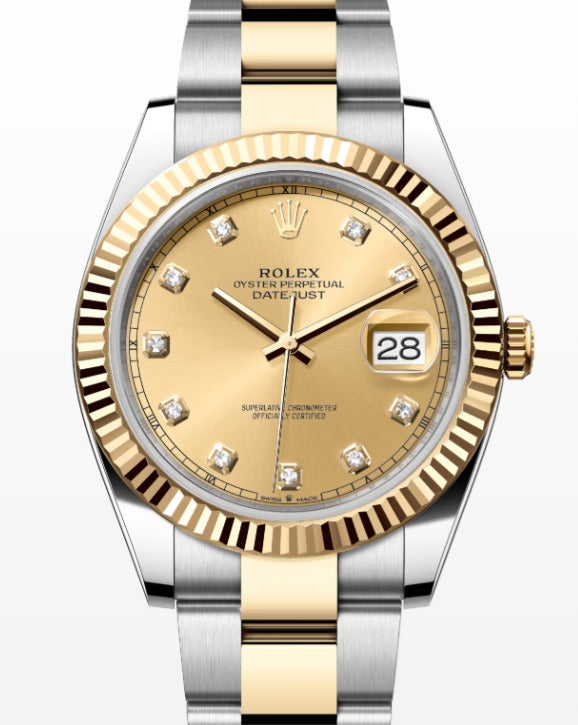 Rolex Datejust 126333 NEW 2021 B/P 18k TwoTone Oyster Diamond Dial Watch 41mm