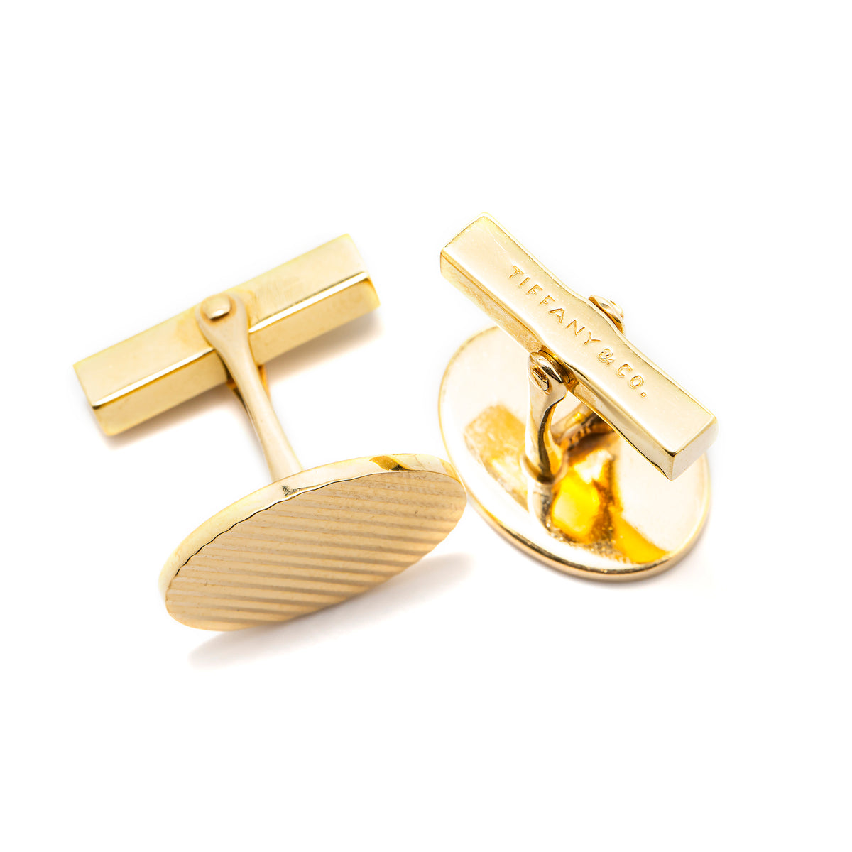 Tiffany & Co. 14 Karat Yellow Gold Oval Cufflinks Men's