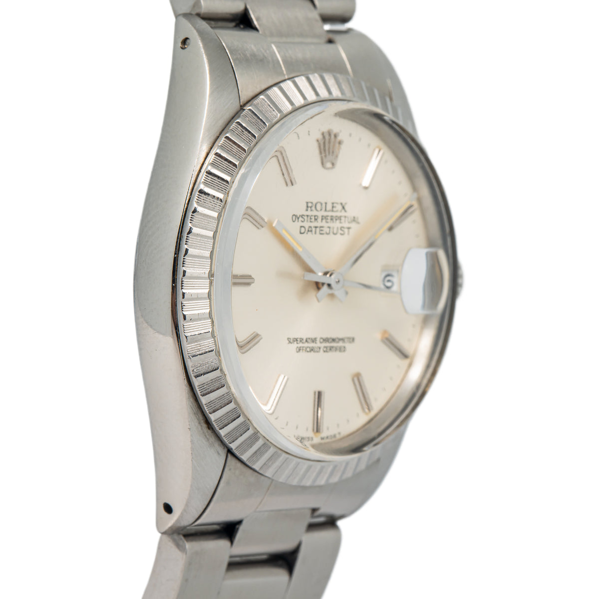 Rolex DateJust 16030 Oyster SS Fluted Silver Dial Automatic Men's Watch 36mm
