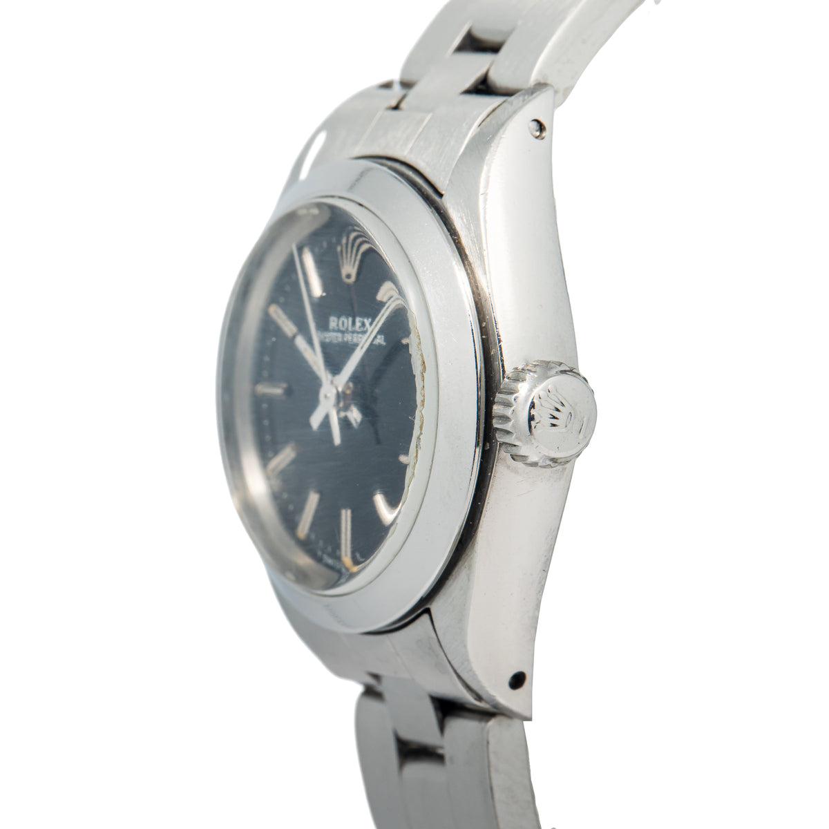 Rolex Oyster Perpetual 6718 Stainless Steel Black Dial Auto Lady's Watch 25mm
