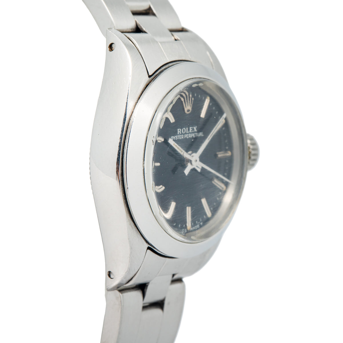 Rolex Oyster Perpetual 6718 Stainless Steel Black Dial Auto Lady's Watch 25mm