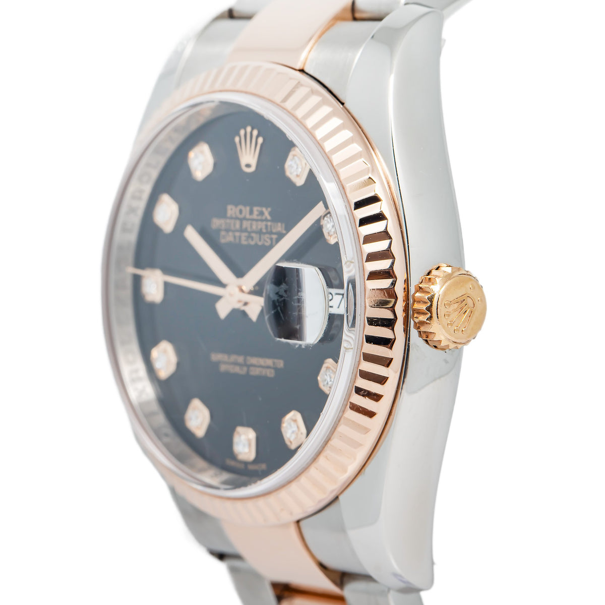 Rolex DateJust 116231 MINT Complete 2020 Rose Two Tone Diamond Dial Watch 36mm