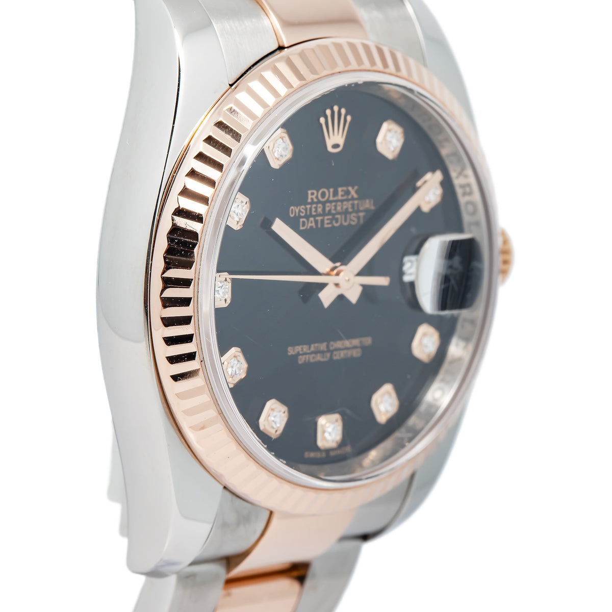 Rolex DateJust 116231 MINT Complete 2020 Rose Two Tone Diamond Dial Watch 36mm