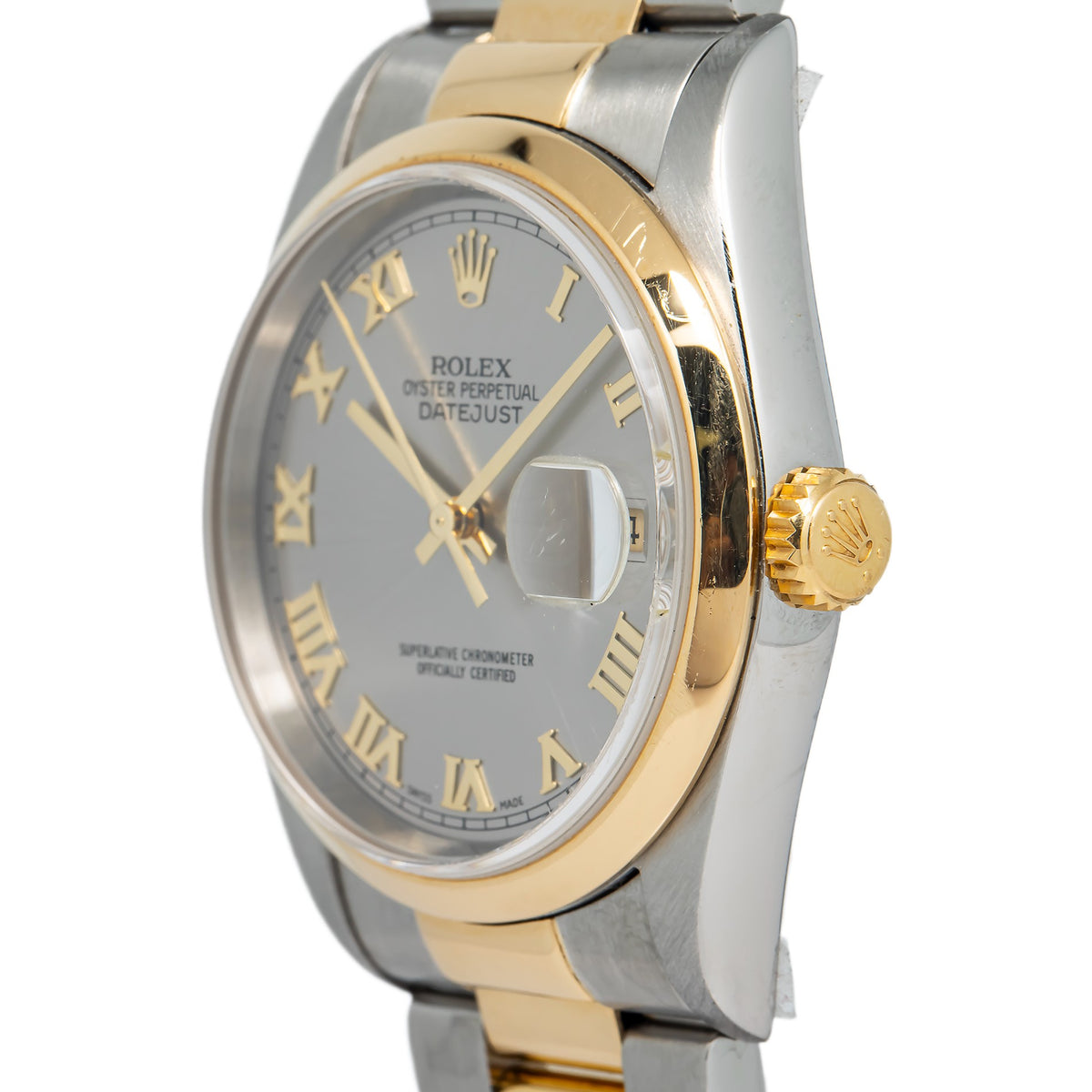 Rolex DateJust 16203 18K Two Tone Yellow Gold Rhodium Dial Auto Men's Watch 36mm