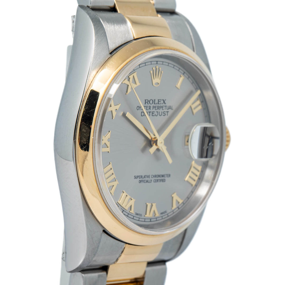 Rolex DateJust 16203 18K Two Tone Yellow Gold Rhodium Dial Auto Men's Watch 36mm