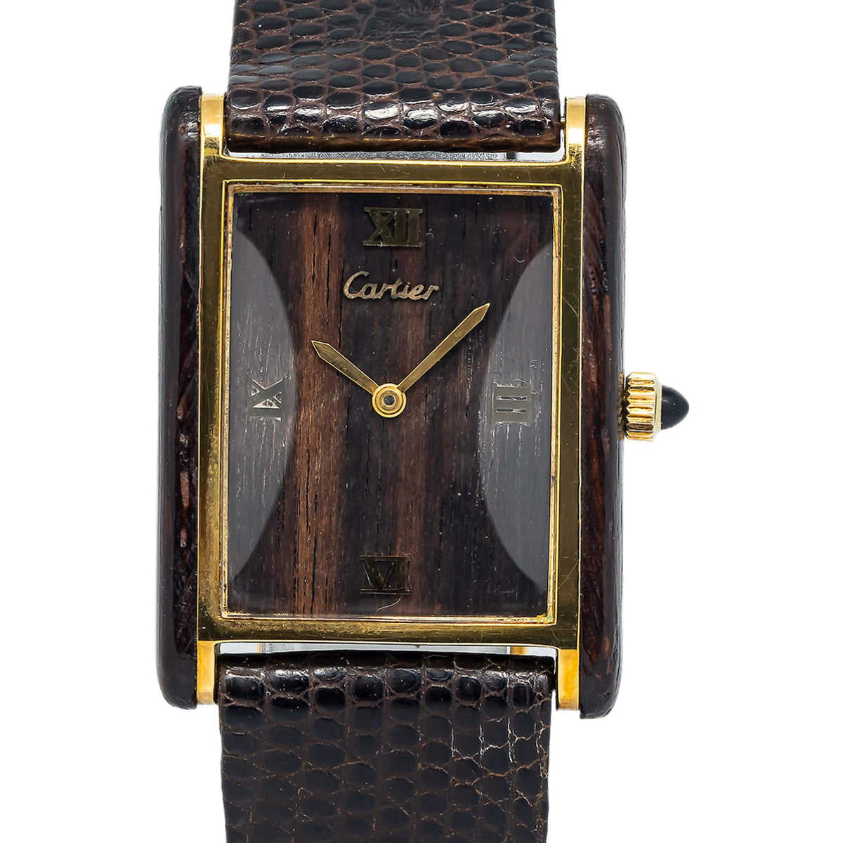 Cartier Tank Wood Palissandre De Rio 21611 925G Plated Manual Men's Watch 25x33m