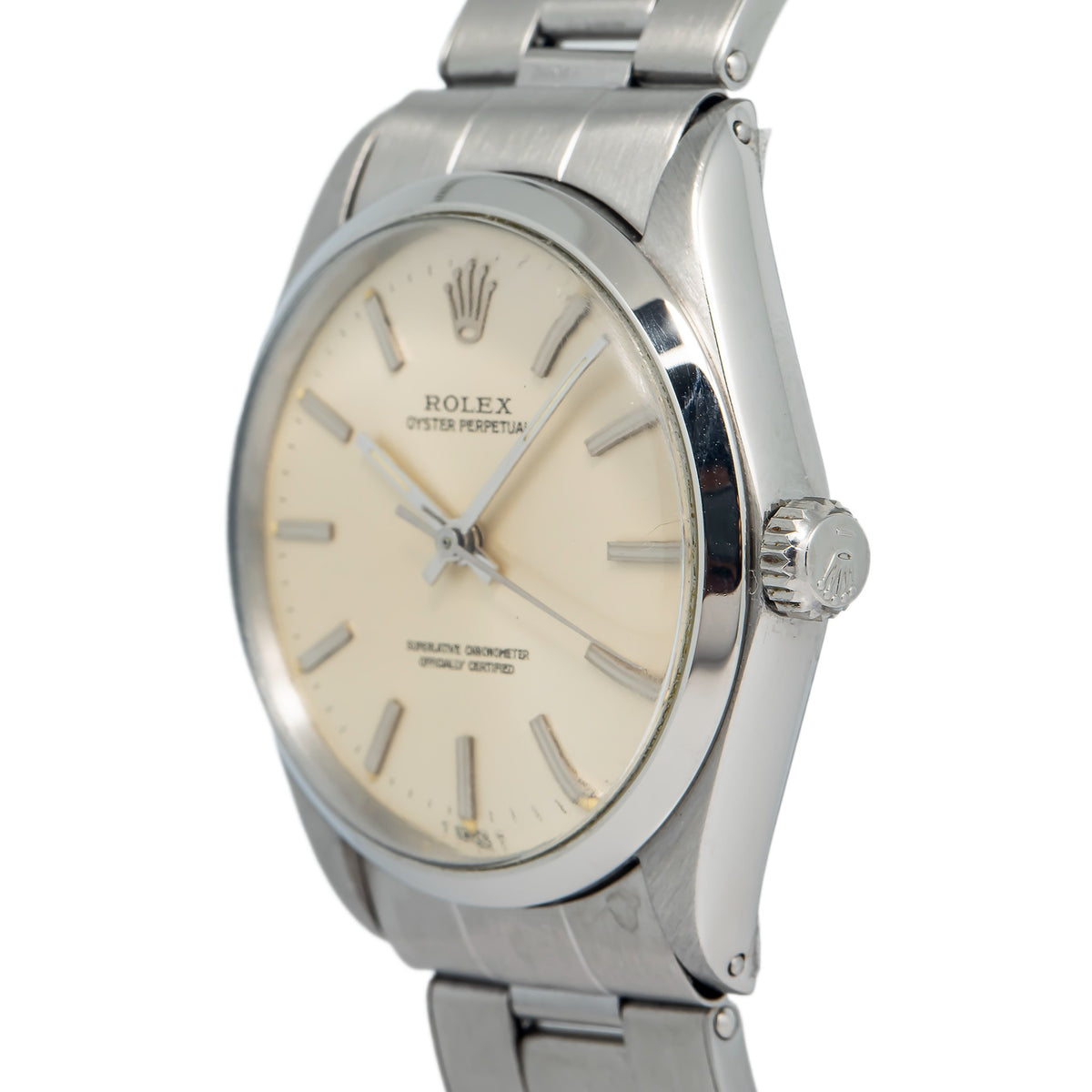 Rolex Oyster Perpetual 1002 1967 Papers Stainless Ivory Auto Unisex Watch 34mm