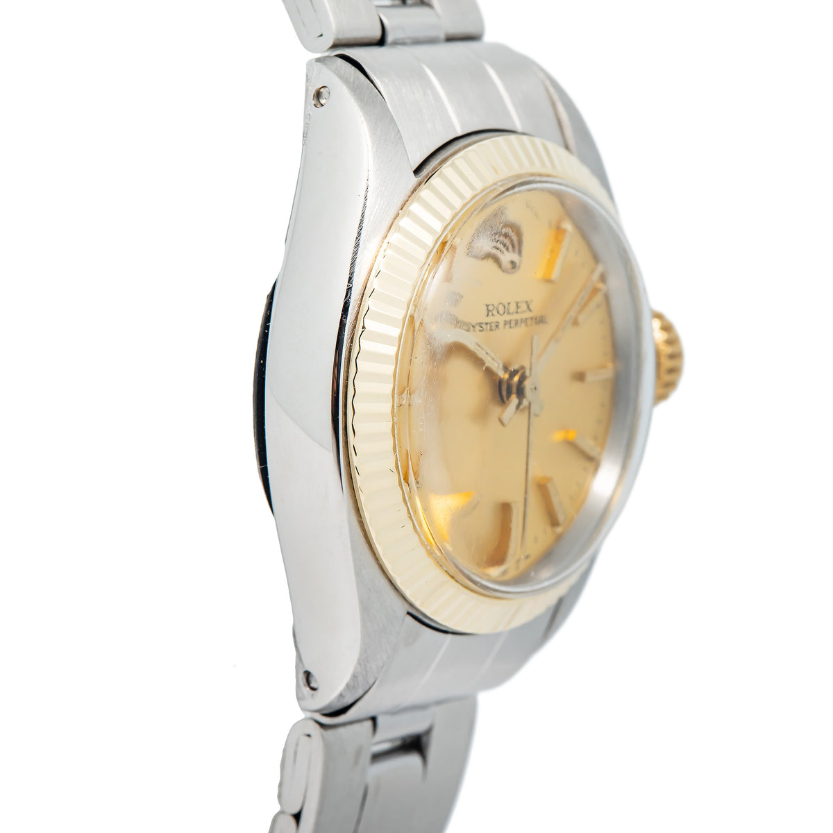 Rolex Oyster Perpetual 6719 Stainless Steel Fluted Champagne Dial Auto Ladies